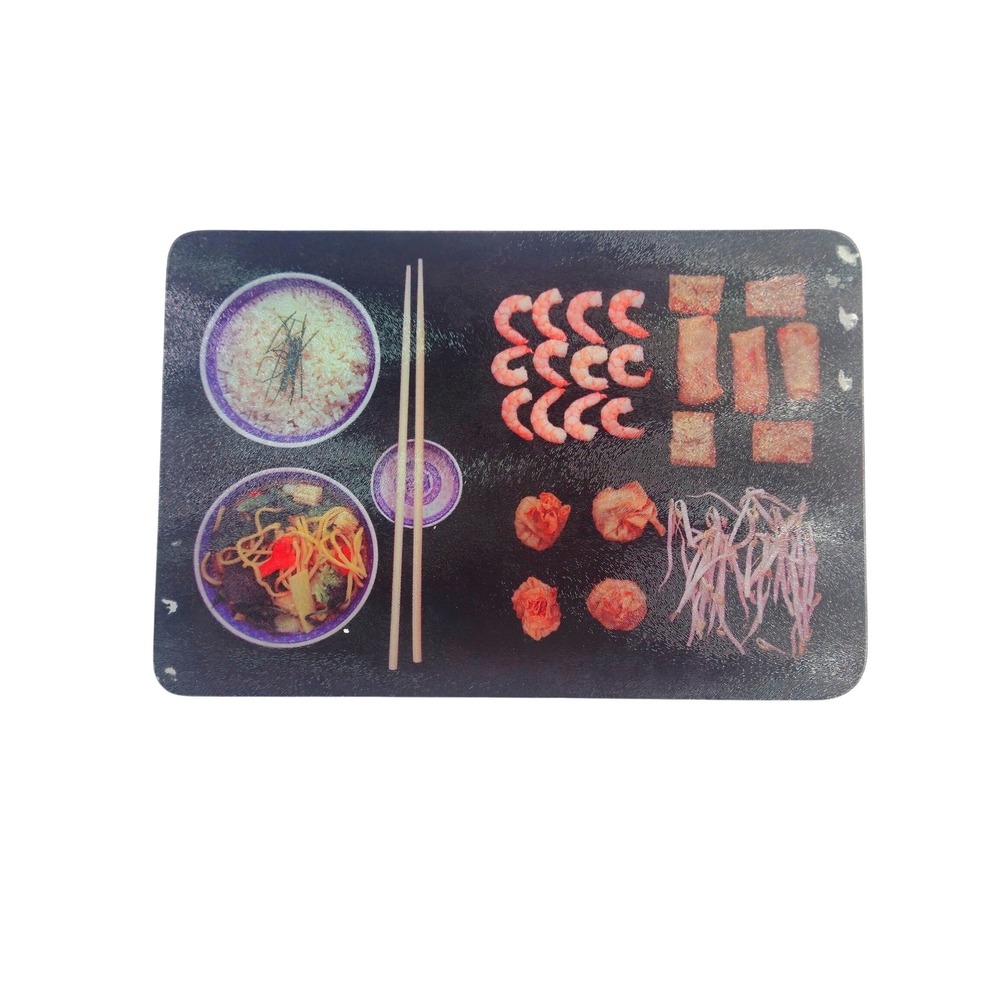 Vintage Asian Food Sushi‎ Tempered Glass Cutting Board Dim Sum Large 18x12 Decor